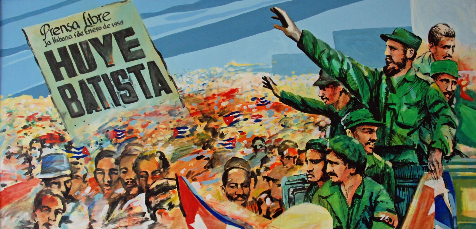 86 Cuba - Havana Centro - Museo de la Revolucion - revolutionary mural with the slogan Prensa Libre La Habana I de Enero de 1959 Huye Batista